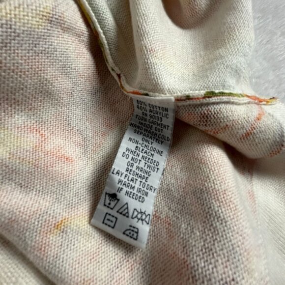 Bob Mackie Wearable Art Womens Floral Knit Cardigan Sweater 2X Orange Button Up - Picture 3 of 7